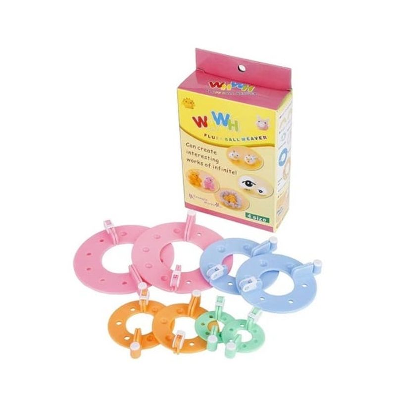 GENERICO - Set De 4 Pomponeras Pompom Maker Crea Pompones En 4 Tamaños