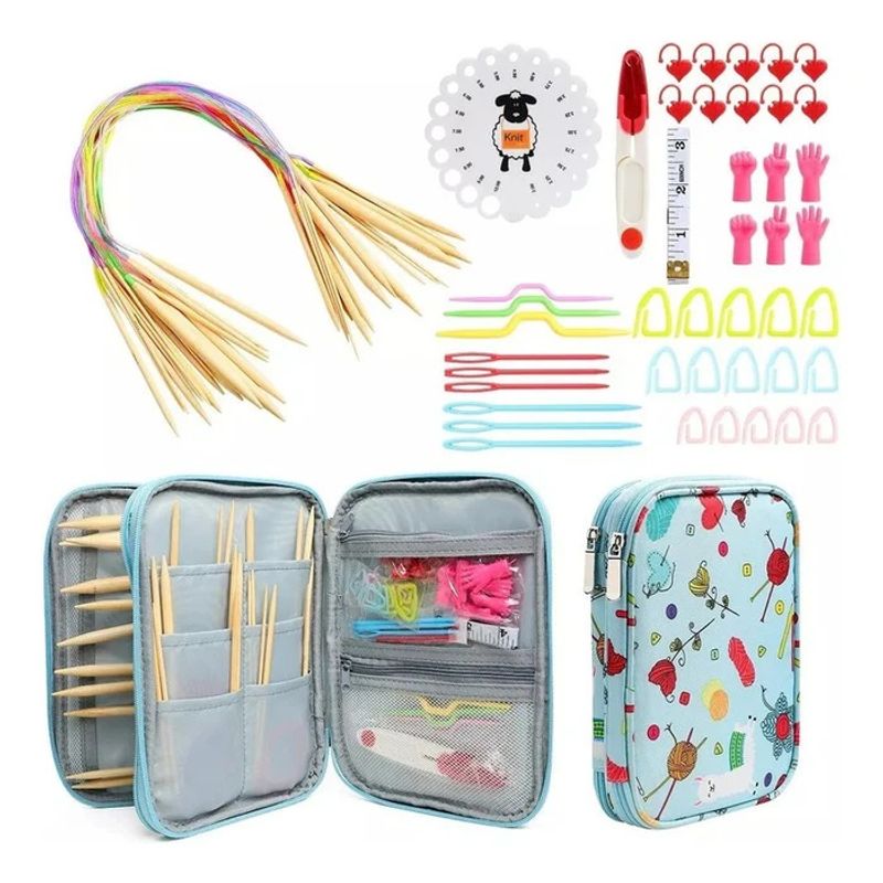 GENERICO - Set de Palillos Circulares de bambú Y Accesorios