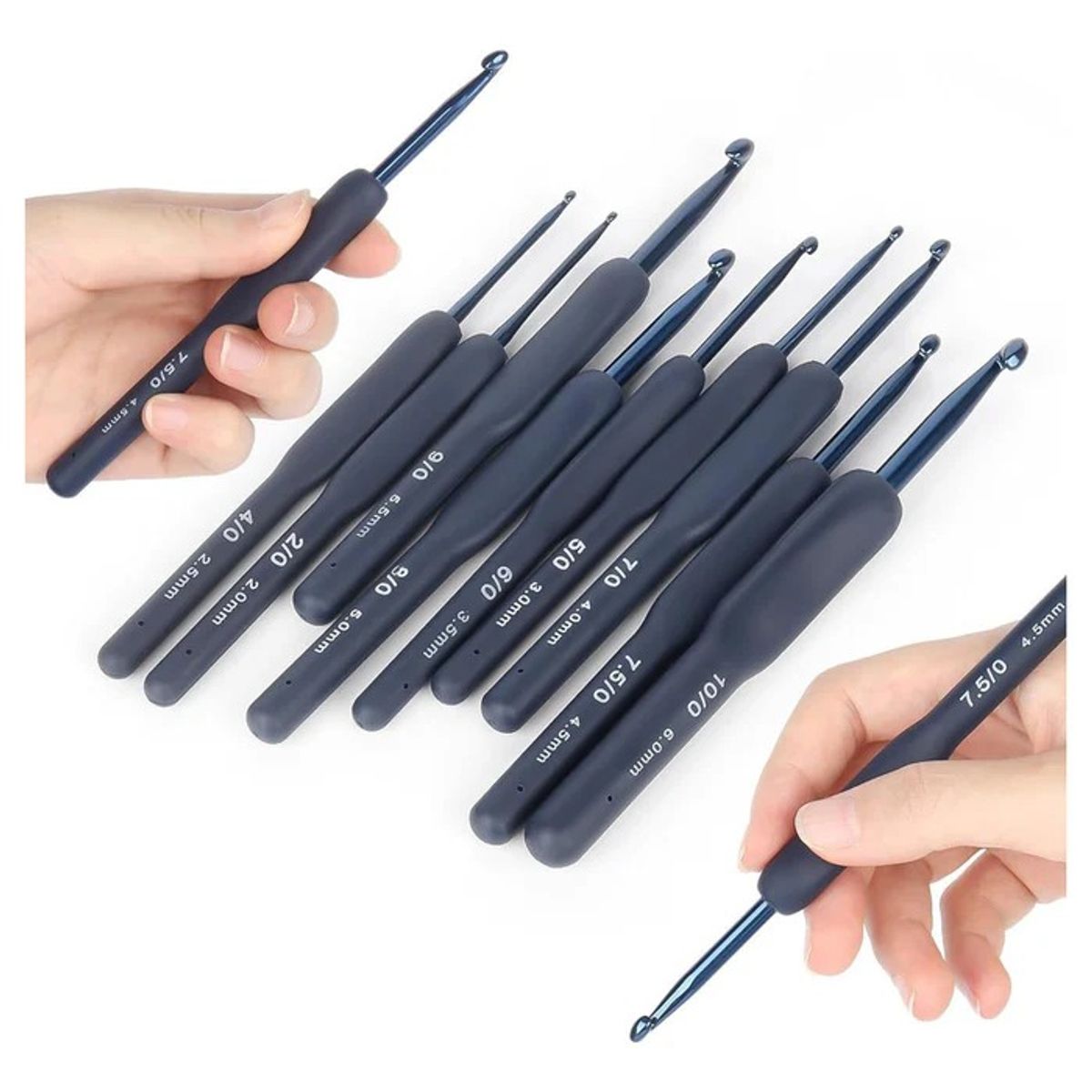 GENERICO - Set De 9 Crochet Con Mango De Silicona Ergonomico