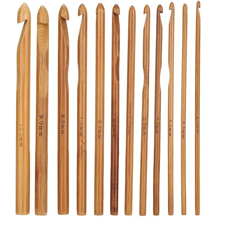 GENERICO - Set De 12 Crochet De Bambu 3.0 a 10mm