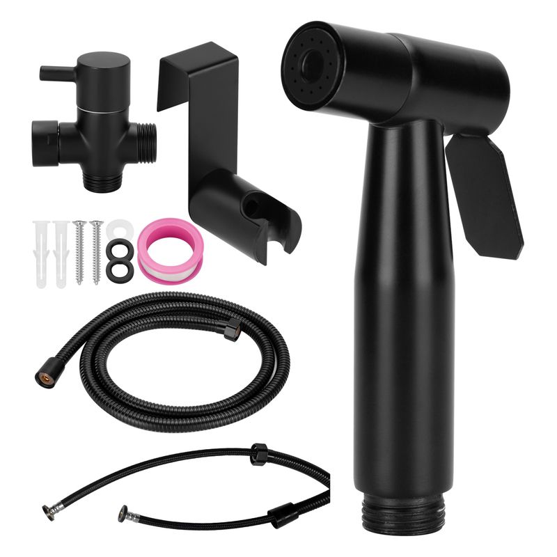REBONEC - Ducha Bidet Arabe Llave Flexible Wc Baño Acero Inoxidable Negro