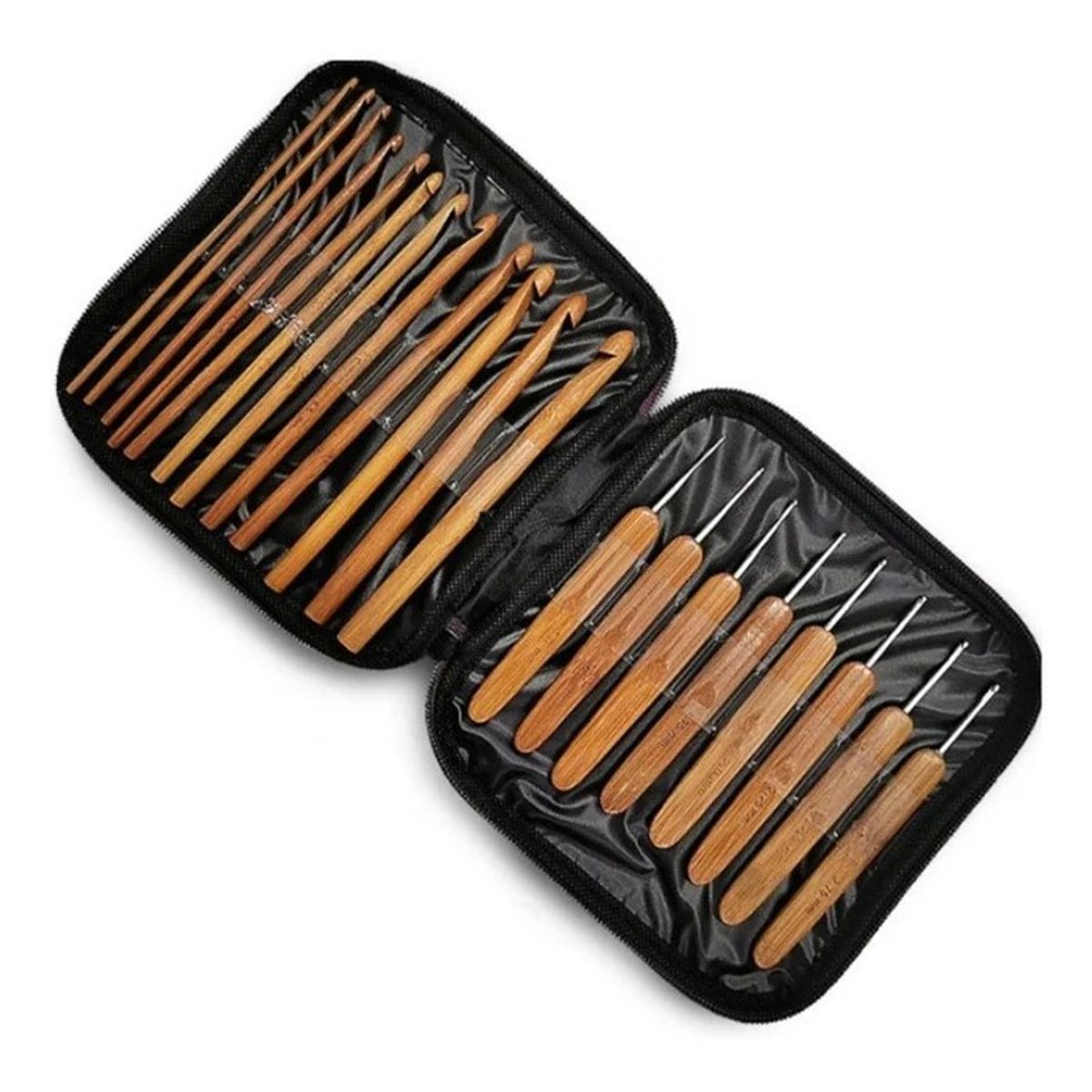 GENERICO - Set De 20 Palillos Crochet De Bambu Con Estuche