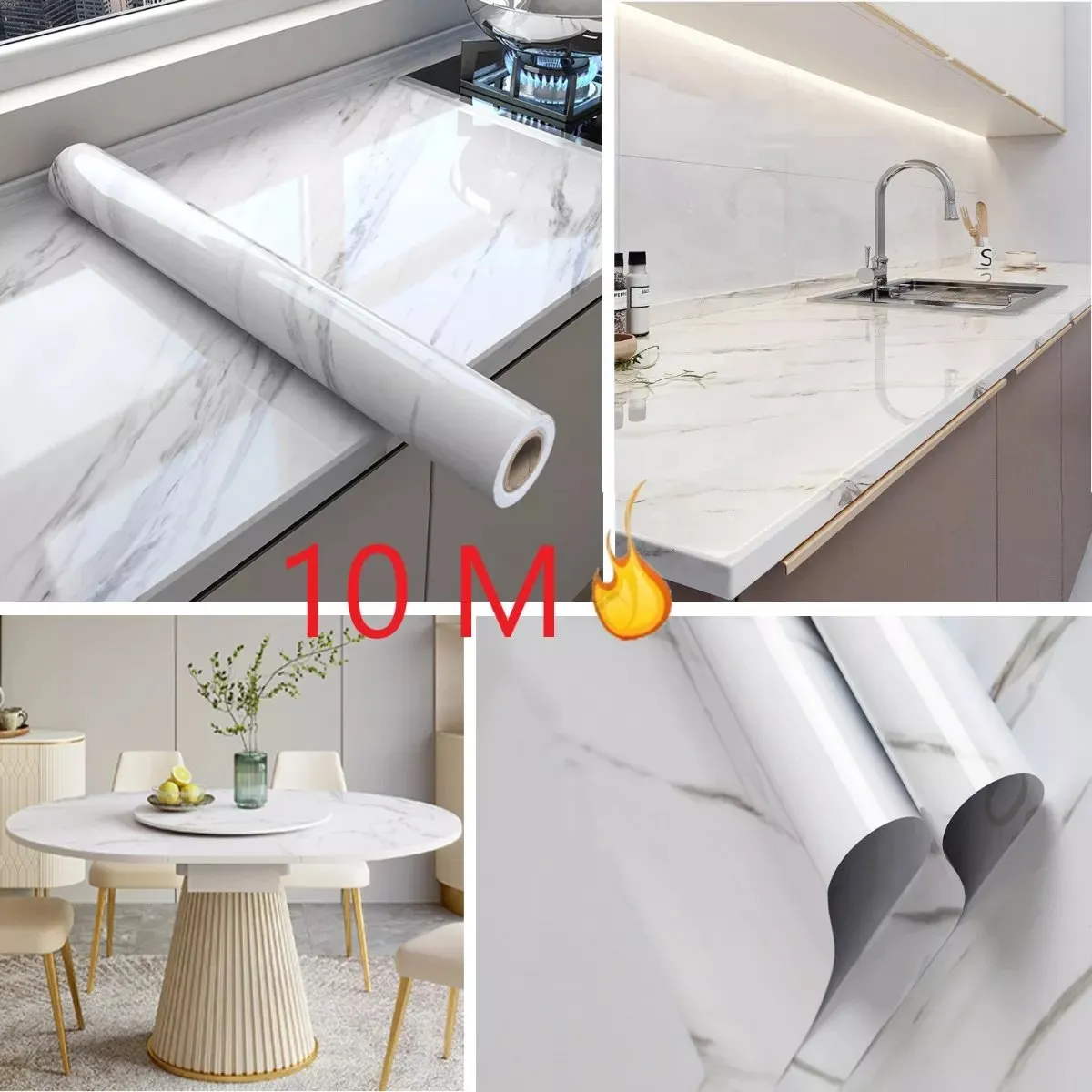 KUANGYE - 45cm x 10m Papel Tapiz Autoadhesivo Mármol Para Pared