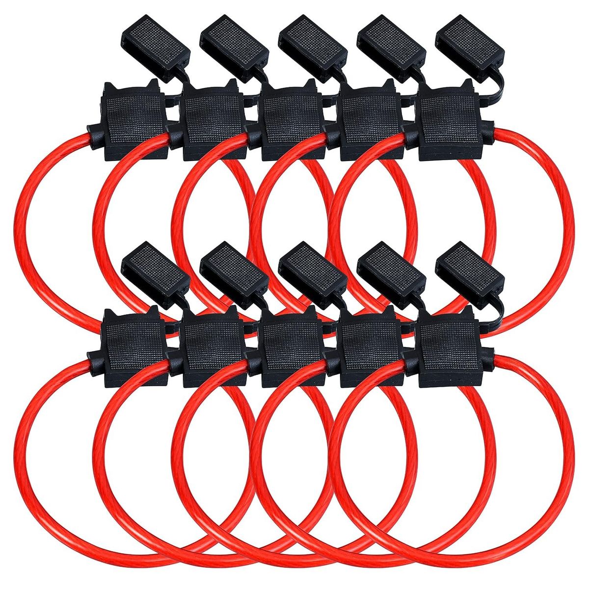 KUANGYE - Pack 10 Porta Fusible Tipo Ato Con Tapa Y Fusible 10a