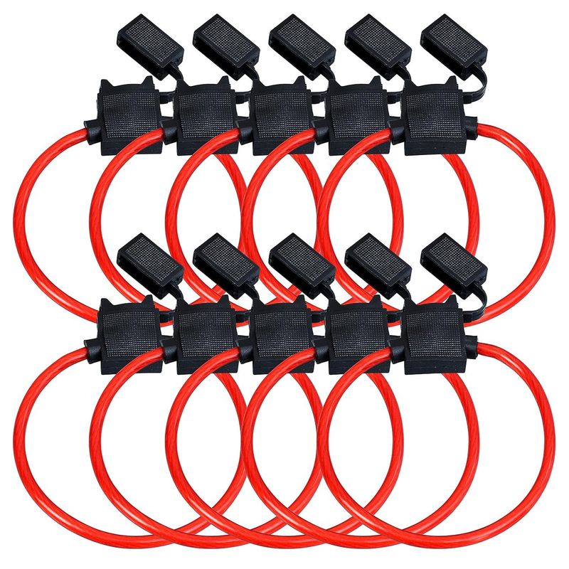 KUANGYE - Pack 10 Porta Fusible Tipo Ato Con Tapa Y Fusible 10a