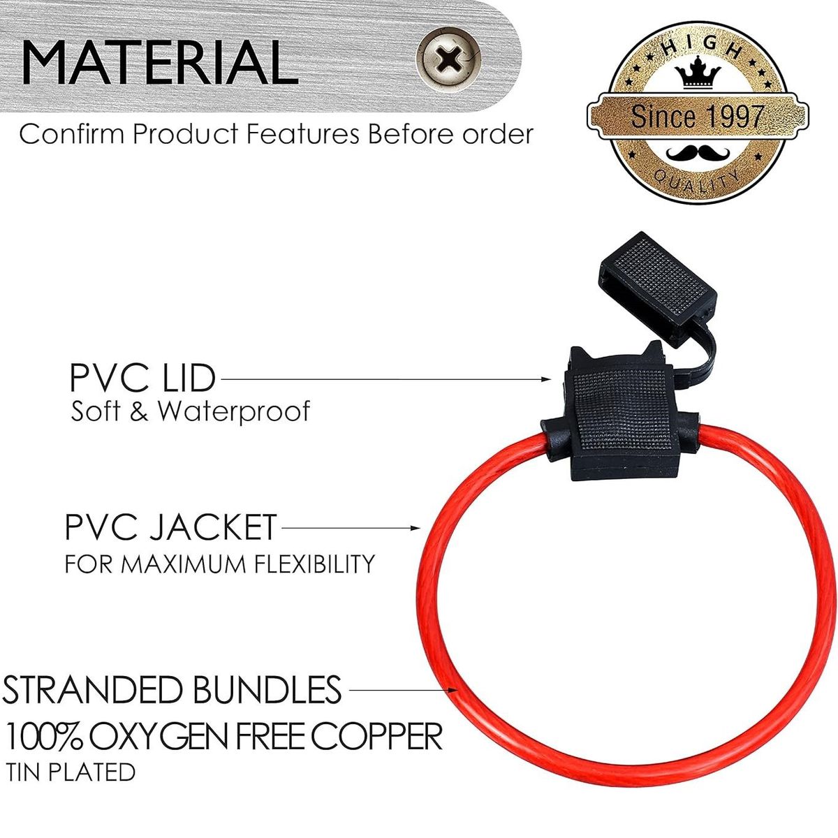 KUANGYE - Pack 10 Porta Fusible Tipo Ato Con Tapa Y Fusible 10a