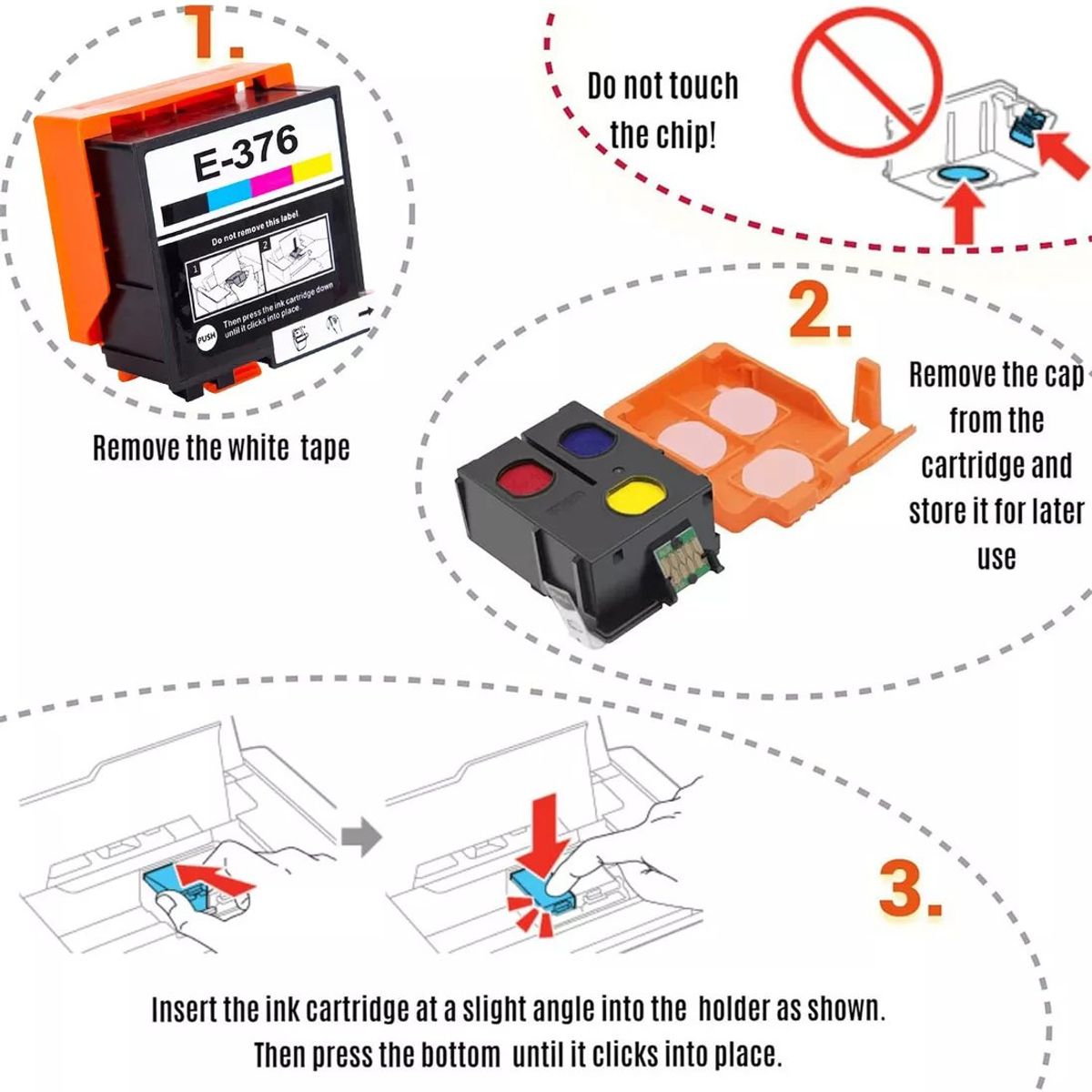 KUANGYE - Cartucho + Chip T376 Pm525 Compatible Con Epson Picturemate