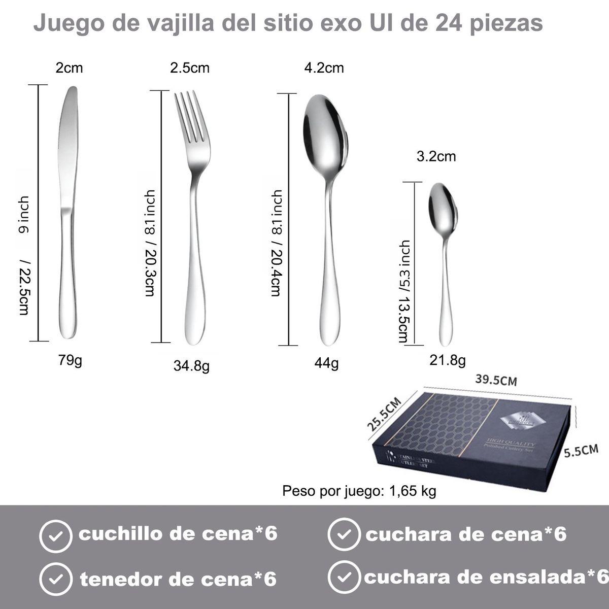 BITART - Juego De Cubiertos En Acero Inoxidable X 24 Pcs