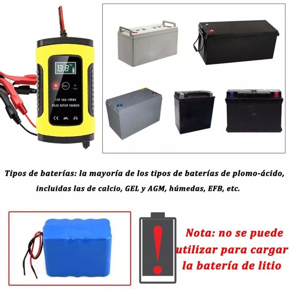 BITART - Cargador Batería Automóvil Moto 12v Inteligente Carga Rápida