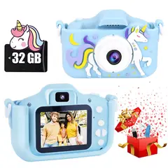 LUKOVEE - Mini Cámara Fotográfica Digital Para Niños Con Funda Y 32 Gb