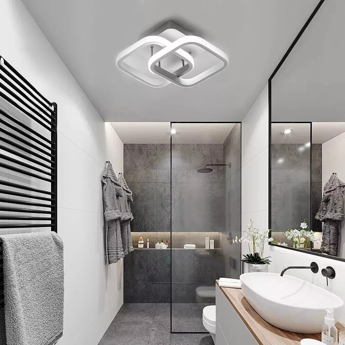 KUANGYE - Moderna Lámpara Led De Techo, Regulable 3 Modos De Luz Colga