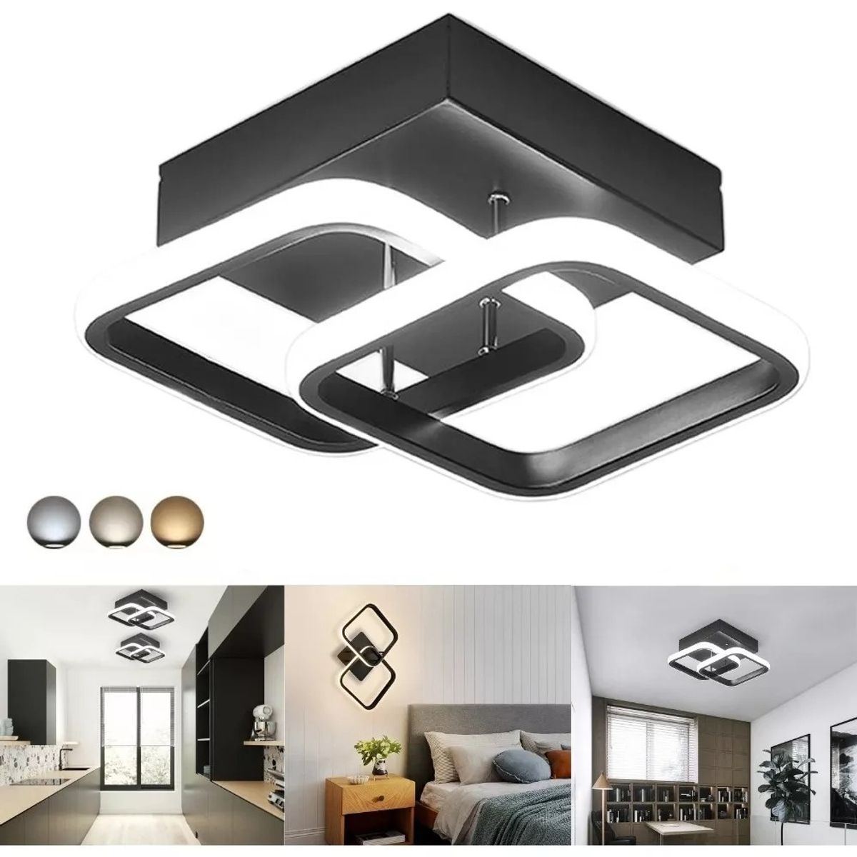 KUANGYE - Lámpara De Techo Moderna Led 22w Baño Luz Colgante 3 Modos