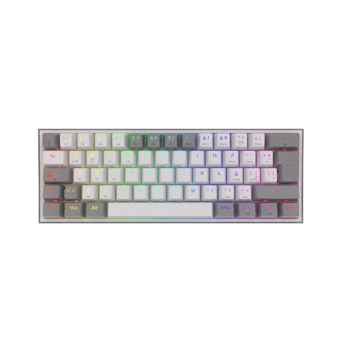 REDRAGON - Teclado Inalámbrico Redragon Fizz Pro K616-RGB WhiteGrey