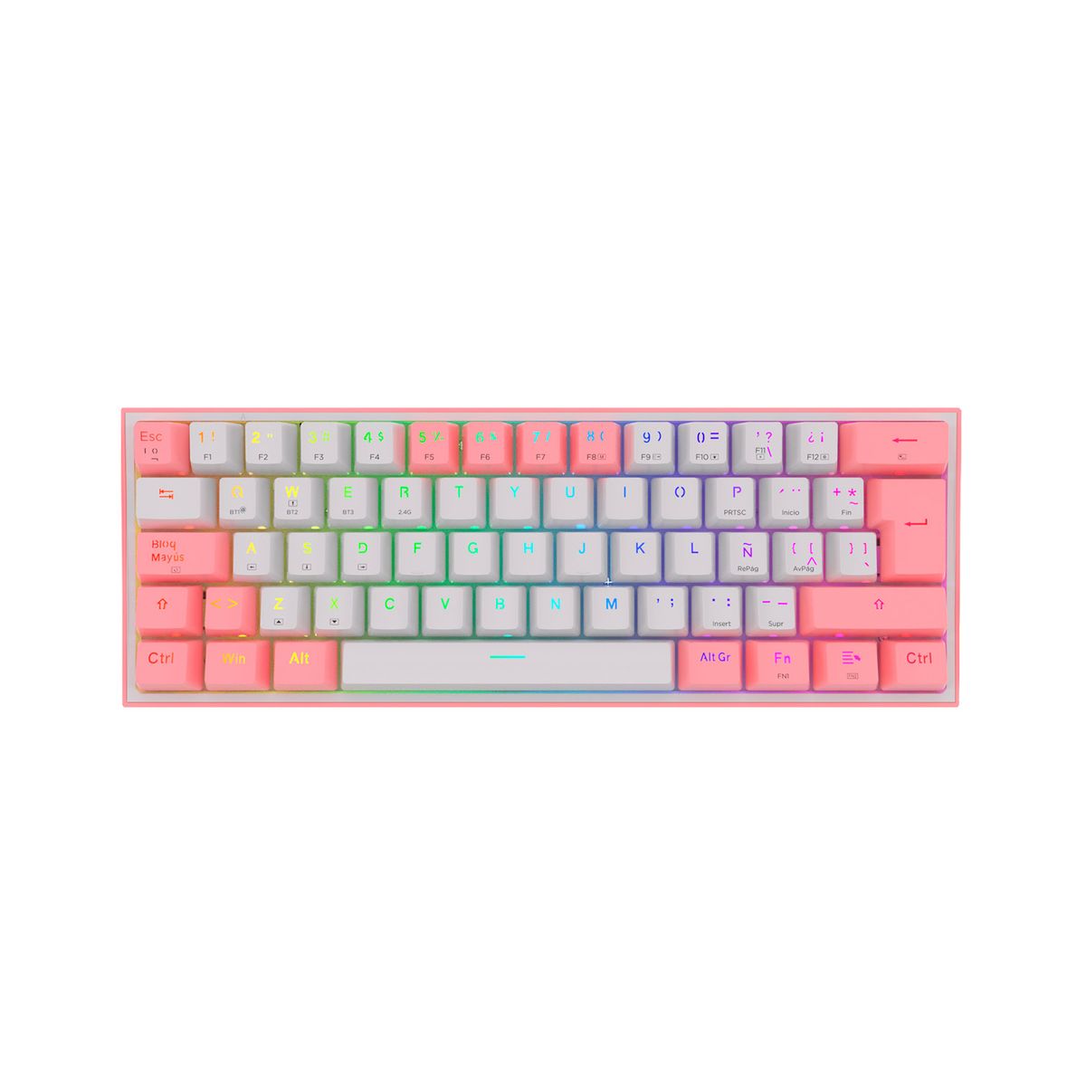 REDRAGON - Teclado Inalámbrico Redragon Fizz Pro K616-RGB PinkWhite