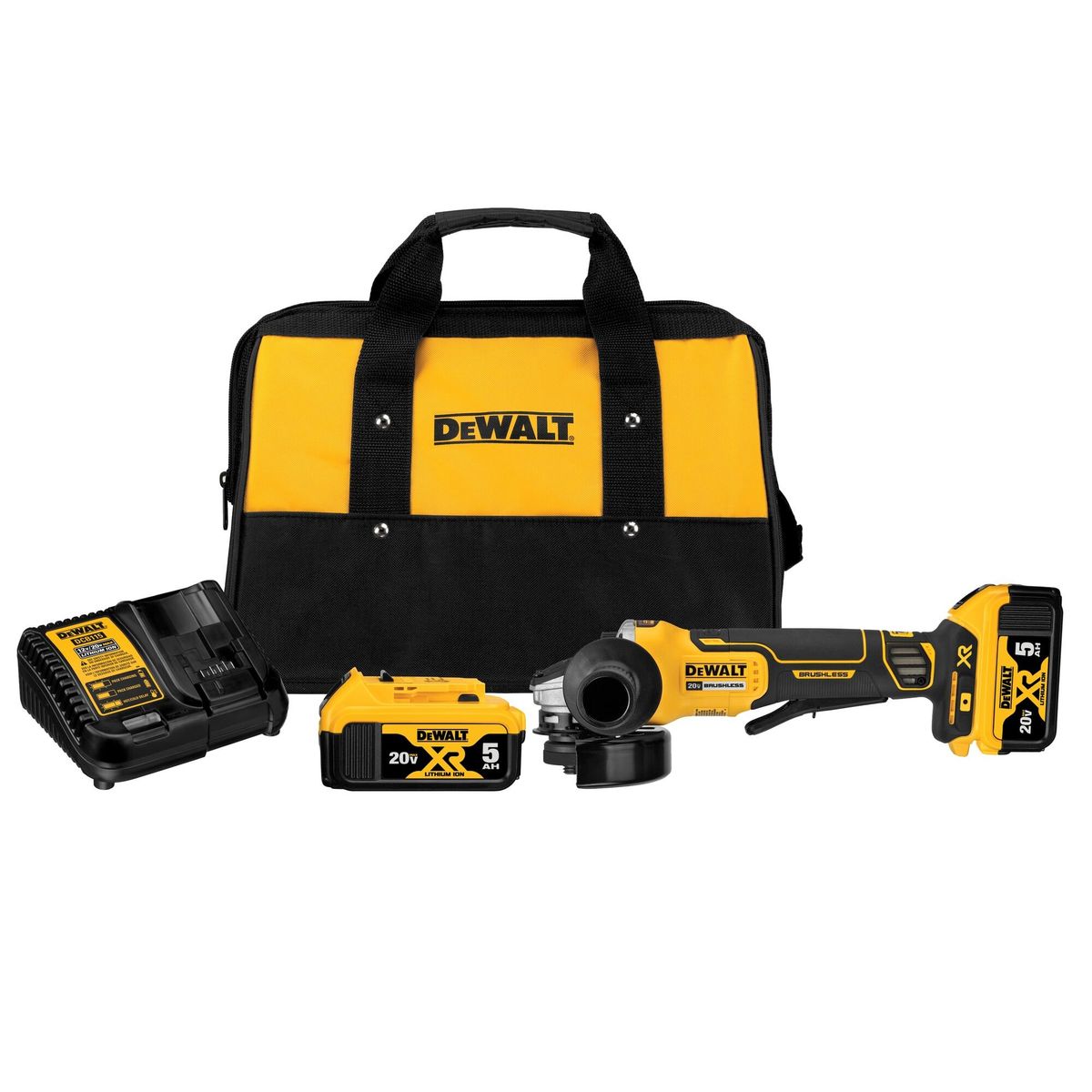 DEWALT - Kit esmeril angular 4-1/2” + 2 baterías 20V+cargador DEWALT