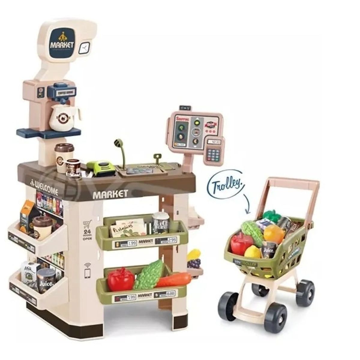 GENERICO - Set Super Mercado Carrito Punto Venta Juguete 85 Cm Altura