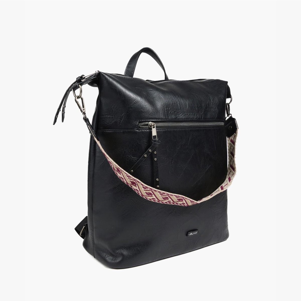 LOUNGE - Cartera Mochila Boho Negro LOUNGE