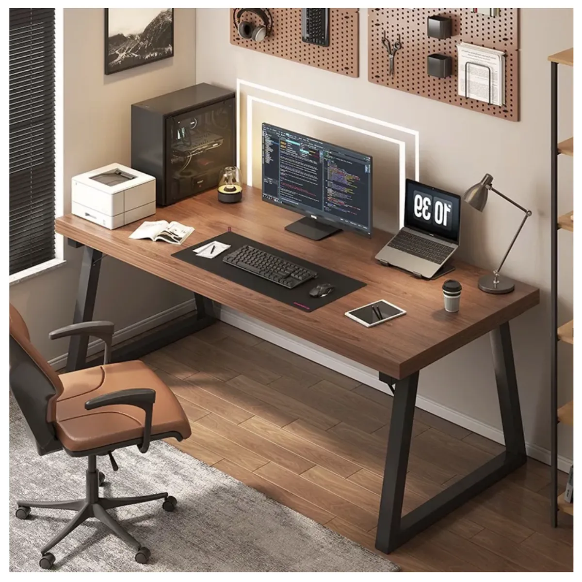 HOMER DESIGN - Escritorio Pata Metal Oficina 140x60x75cm Gruesa 30mm