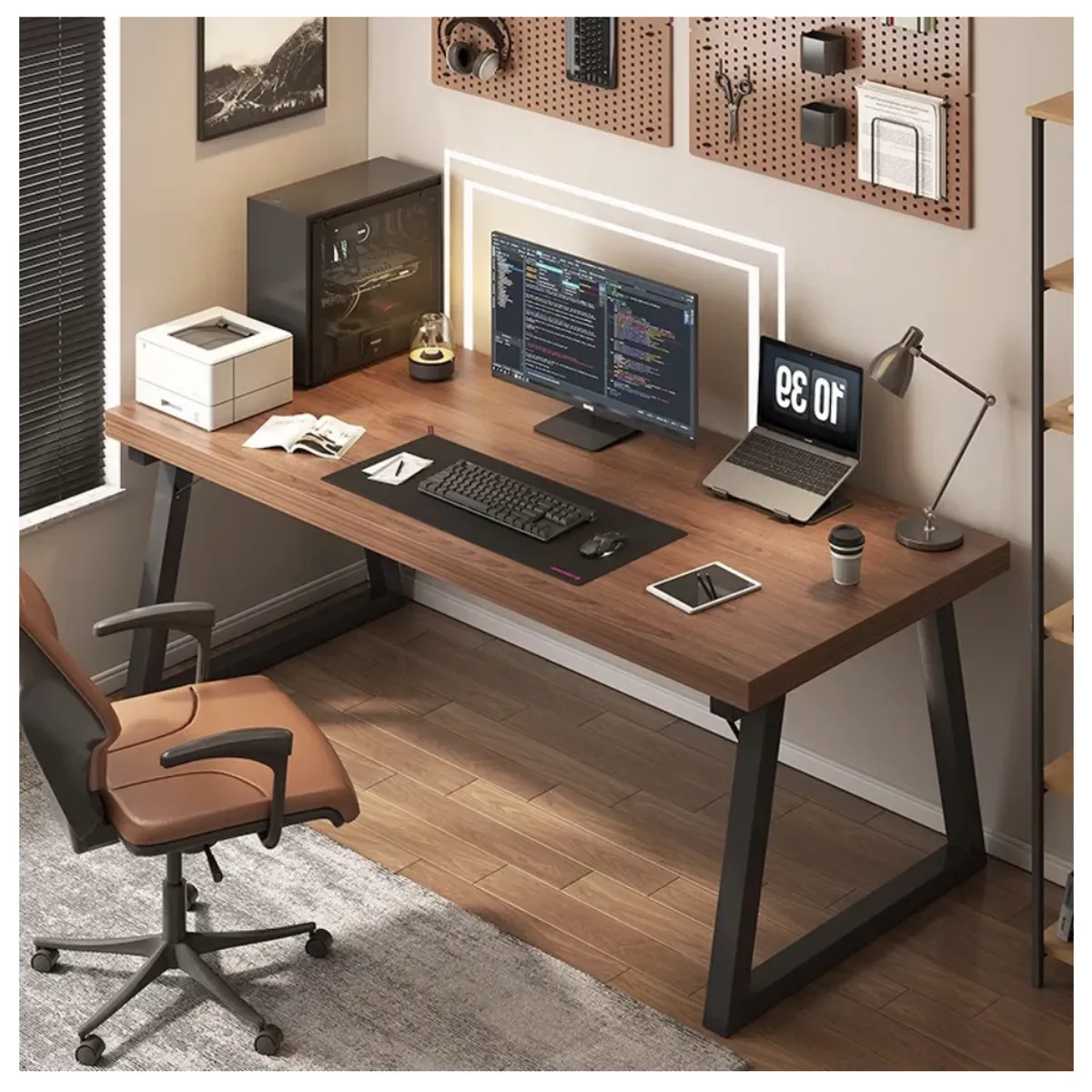 HOMER DESIGN - Escritorio Pata Metal Oficina 140x60x75cm Gruesa 30mm