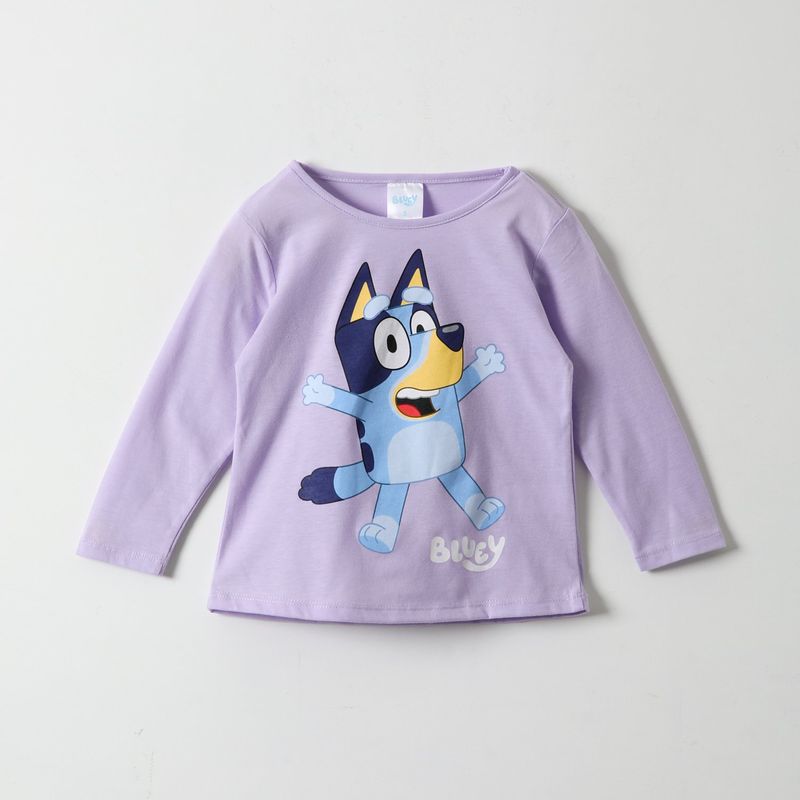 BLUEY - Polera Manga Larga Niña Sorpresa Lila Bluey