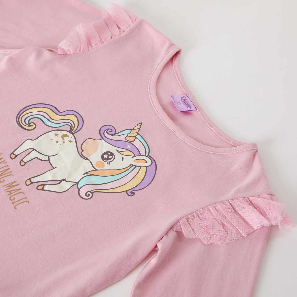 DISNEY - Polera Manga Larga Niña Maggic Rosado Unicornio