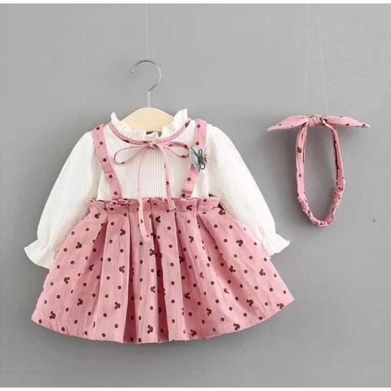 GENERICO - VESTIDO BEBÉ NIÑA ESTAMPADO CON LISTÓN PEQUEÑA LUZ