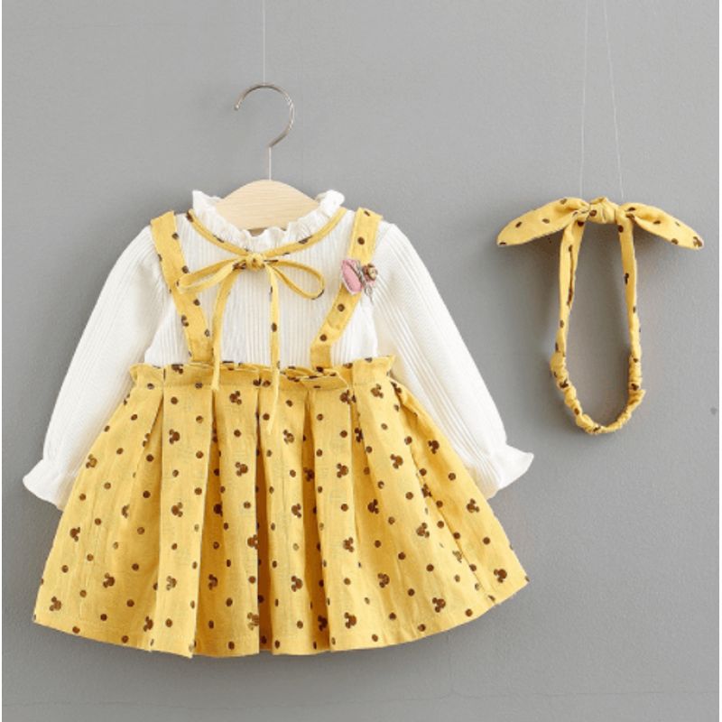 GENERICO - VESTIDO BEBÉ NIÑA ESTAMPADO CON LISTÓN PEQUEÑA LUZ