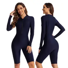 ORILWAYO - Traje de baño Bañador de manga larga de color sólido