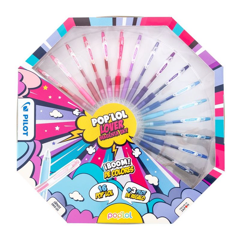 PILOT - Set Lápiz Gel POPLOL 0.7 16u Magenta Sky