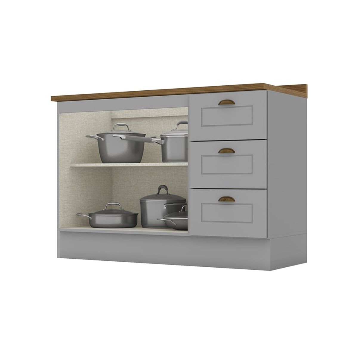 HOME MOBILI - Mueble Cocina Base Montana Gris 2P 3C