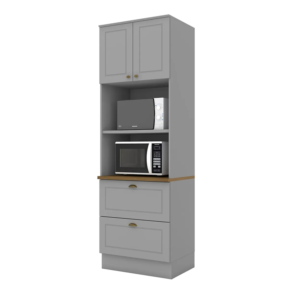 HOME MOBILI - Mueble Torre Cocina Montana Gris 2P 2C