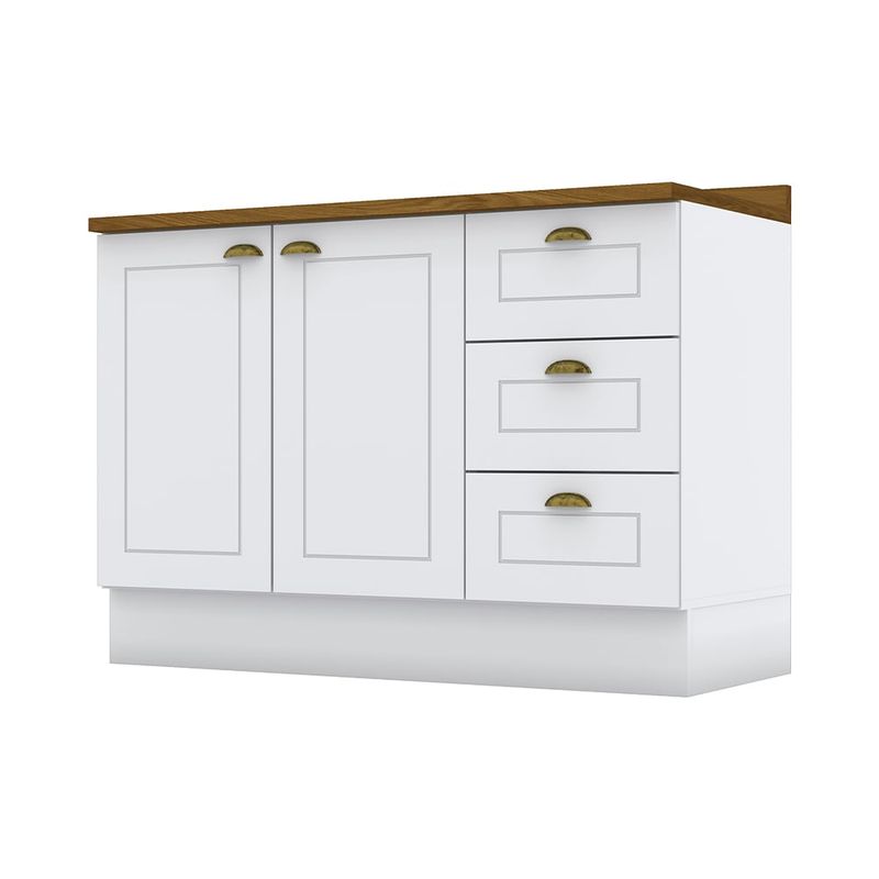 HOME MOBILI - Mueble Cocina Base Montana Blanco-Natural 2P 3C