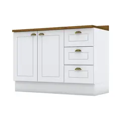 HOME MOBILI - Mueble Cocina Base Montana Blanco-Natural 2P 3C