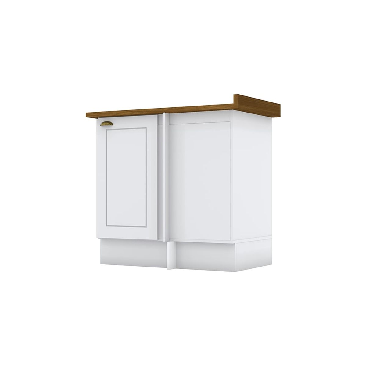 HOME MOBILI - Mueble Cocina Base Esquinero Montana Blanco-Natural