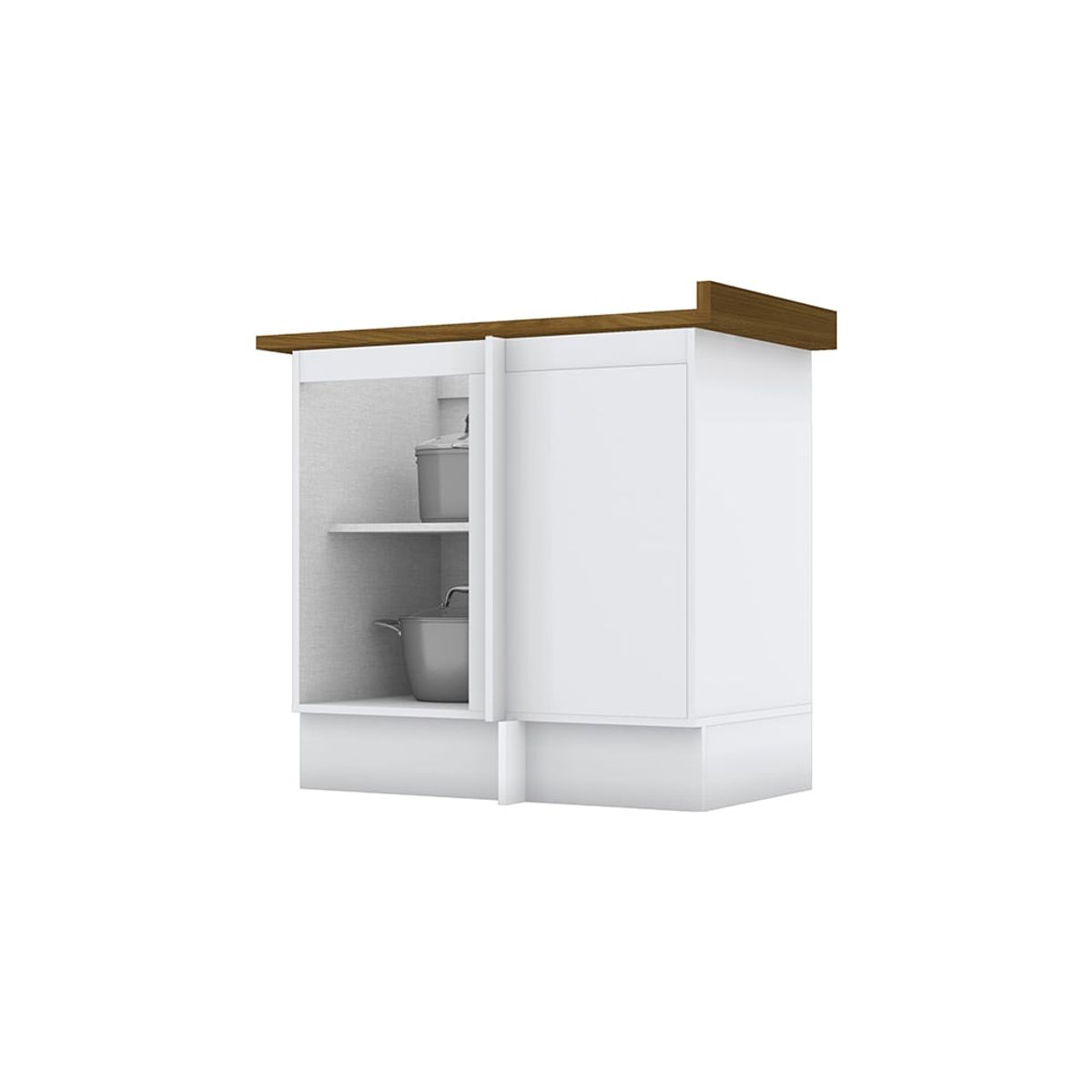 HOME MOBILI - Mueble Cocina Base Esquinero Montana Blanco-Natural