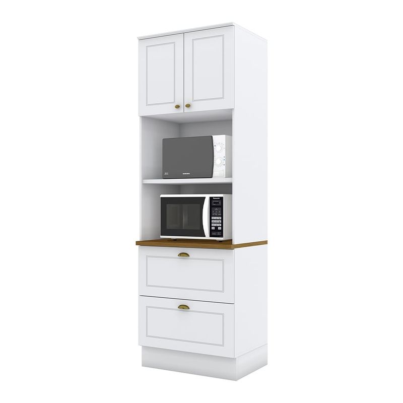 HOME MOBILI - Mueble Torre Cocina Montana Blanco-Natural 2P 2C