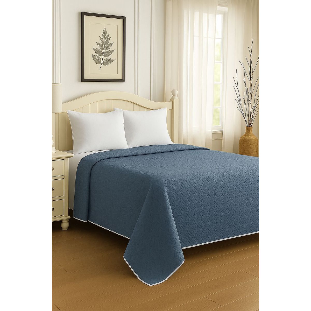 CLEMS CORTINAS - Cubrecama Quilt Reversible 1.5 Plazas 180x260cm Azul