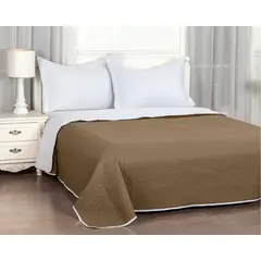 CLEMS CORTINAS - Cubrecama Quilt Reversible 1.5 Plazas 180x260cm Café