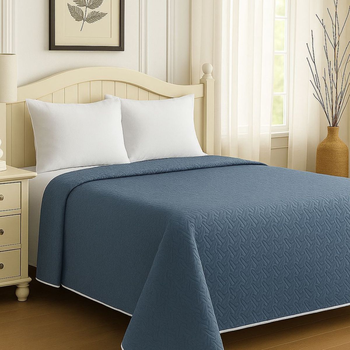 CLEMS CORTINAS - Cubrecama Quilt Reversible 2 Plazas 240x260cm Azul