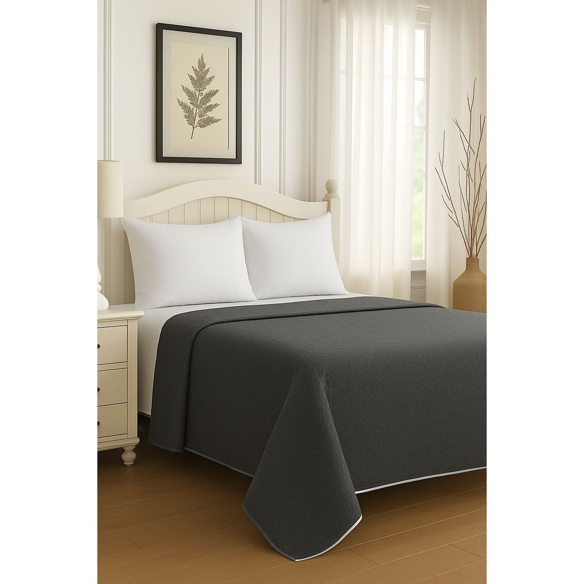 CLEMS CORTINAS - Cubrecama Quilt Reversible King 280x260cm Gris