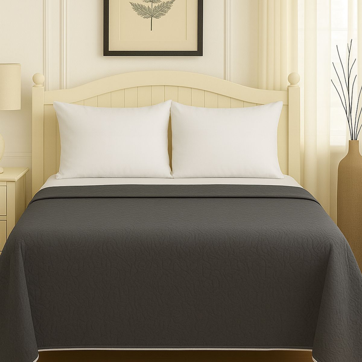 CLEMS CORTINAS - Cubrecama Quilt Reversible King 280x260cm Gris