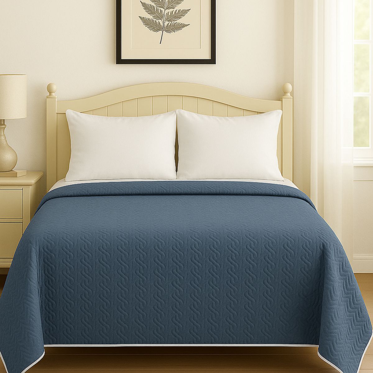 CLEMS CORTINAS - Cubrecama Quilt Reversible King 280x260cm Azul