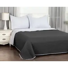 CLEMS CORTINAS - Cubrecama Quilt Reversible 1.5 Plazas 180x260cm Gris