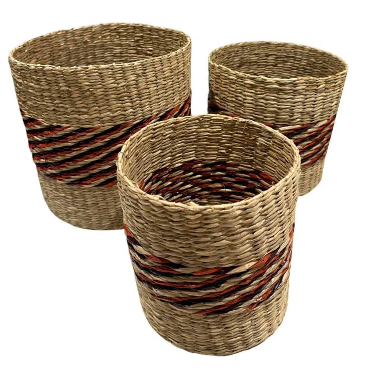 BRIC - Pack 3 Canastos Fibra Natural Tejido Mimbre