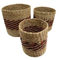 Pack 3 Canastos Fibra Natural Tejido Mimbre.