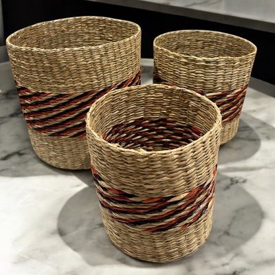 Imagen 2 del producto Pack 3 Canastos Fibra Natural Tejido Mimbre.