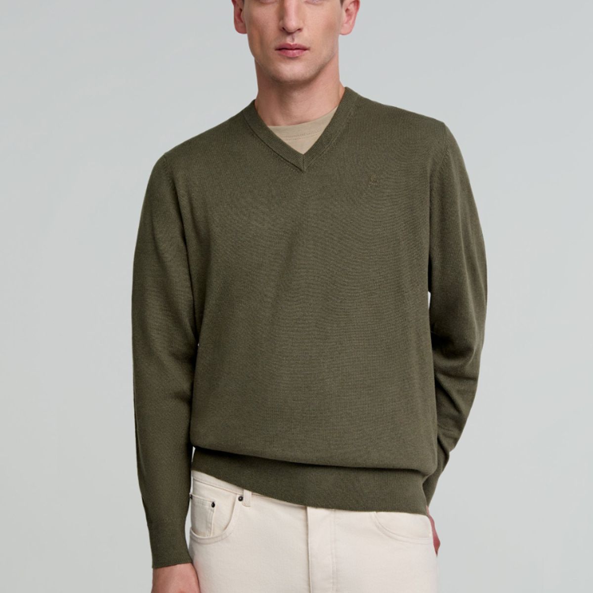 SCALPERS - Sweater Cuello En V Calavera Olive