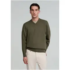 SCALPERS - Sweater Cuello En V Calavera Olive