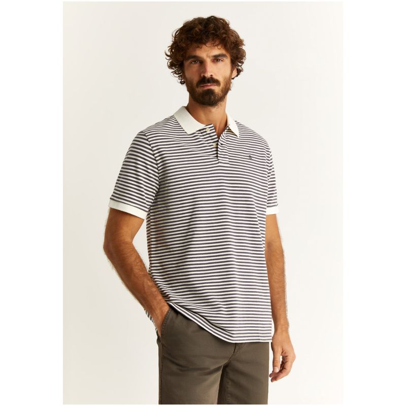 SCALPERS - Polo Rayas Calavera Contraste Navy