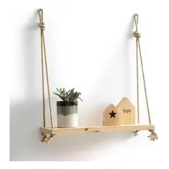 GENERICO - Estante Decorativo Con Cuerdas Madera Rustica